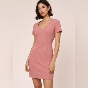 K.C. Spencer Dusty Rose Pink Sheath Dress V-Neck Short Sleeve Career Chic